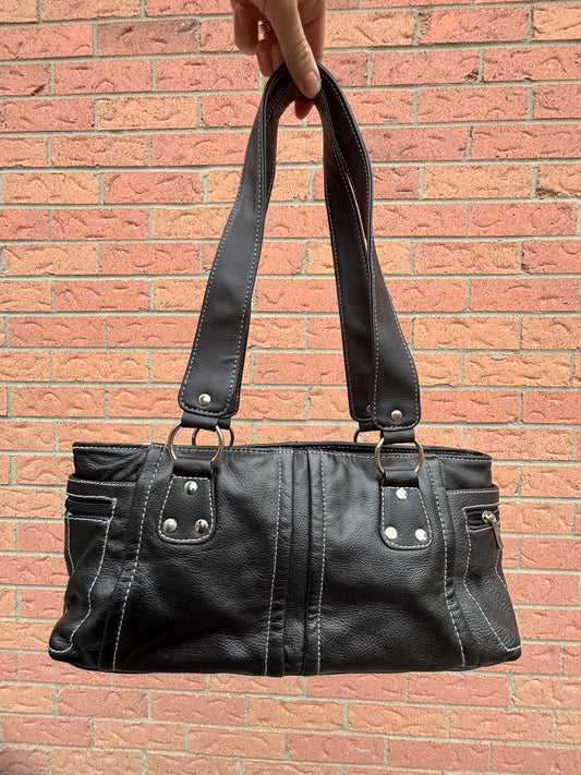 90s Black Leather Shoulder Bag