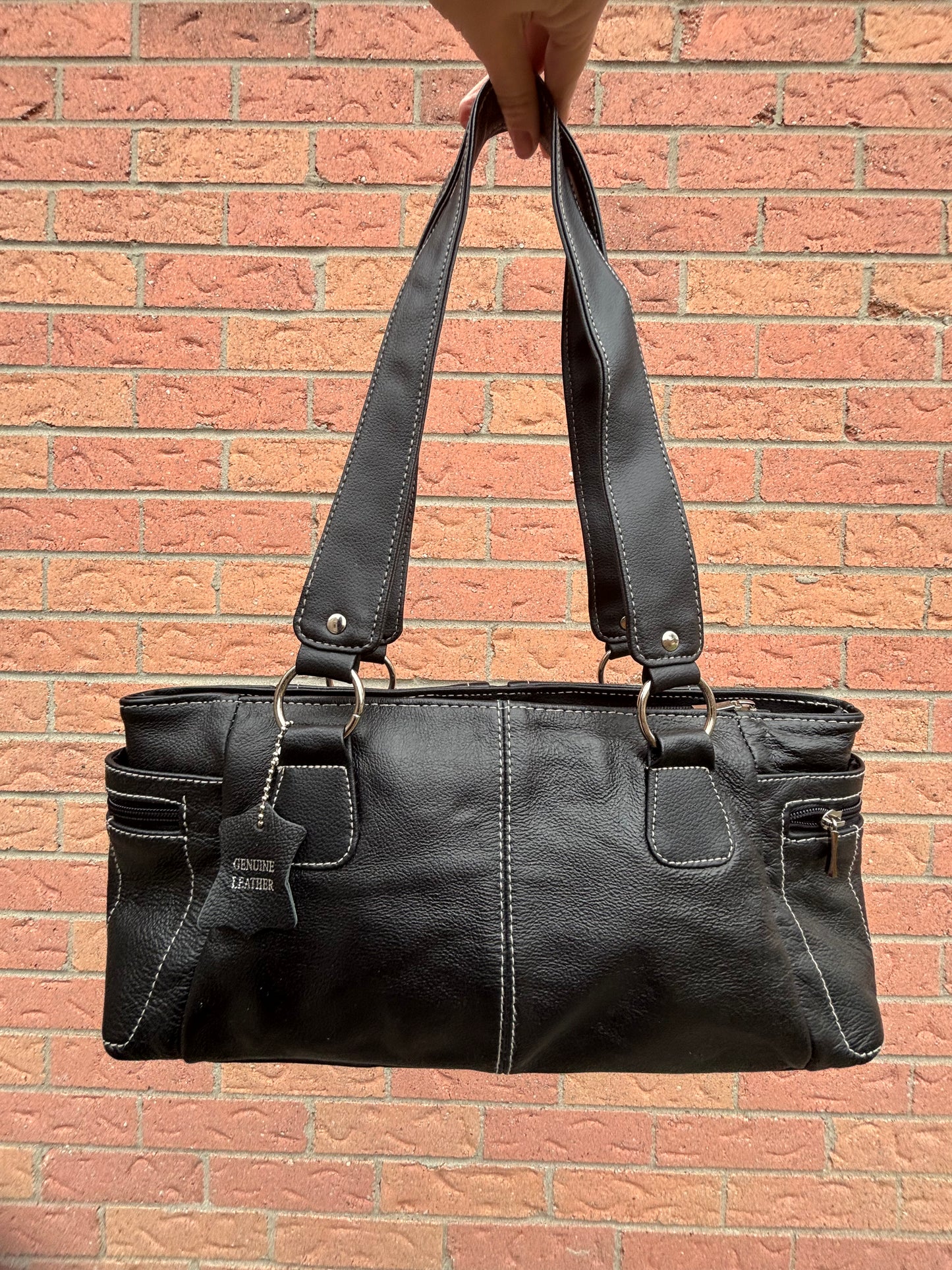 90s Black Leather Shoulder Bag