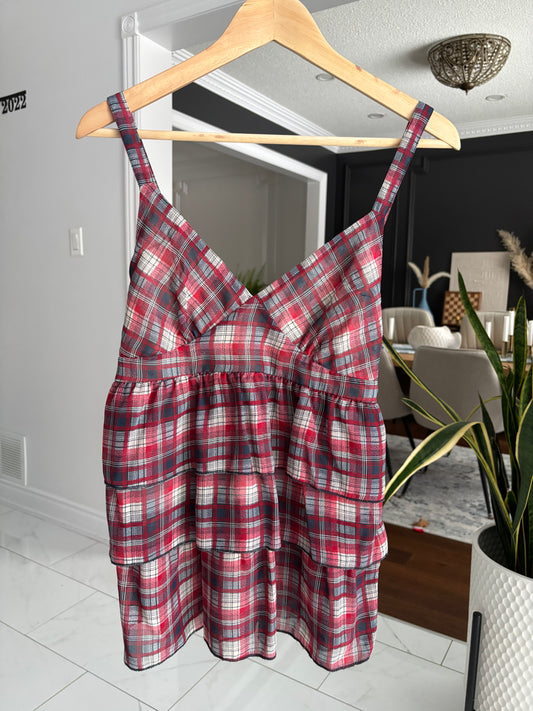 Plaid Tiered Cami Tank Size M