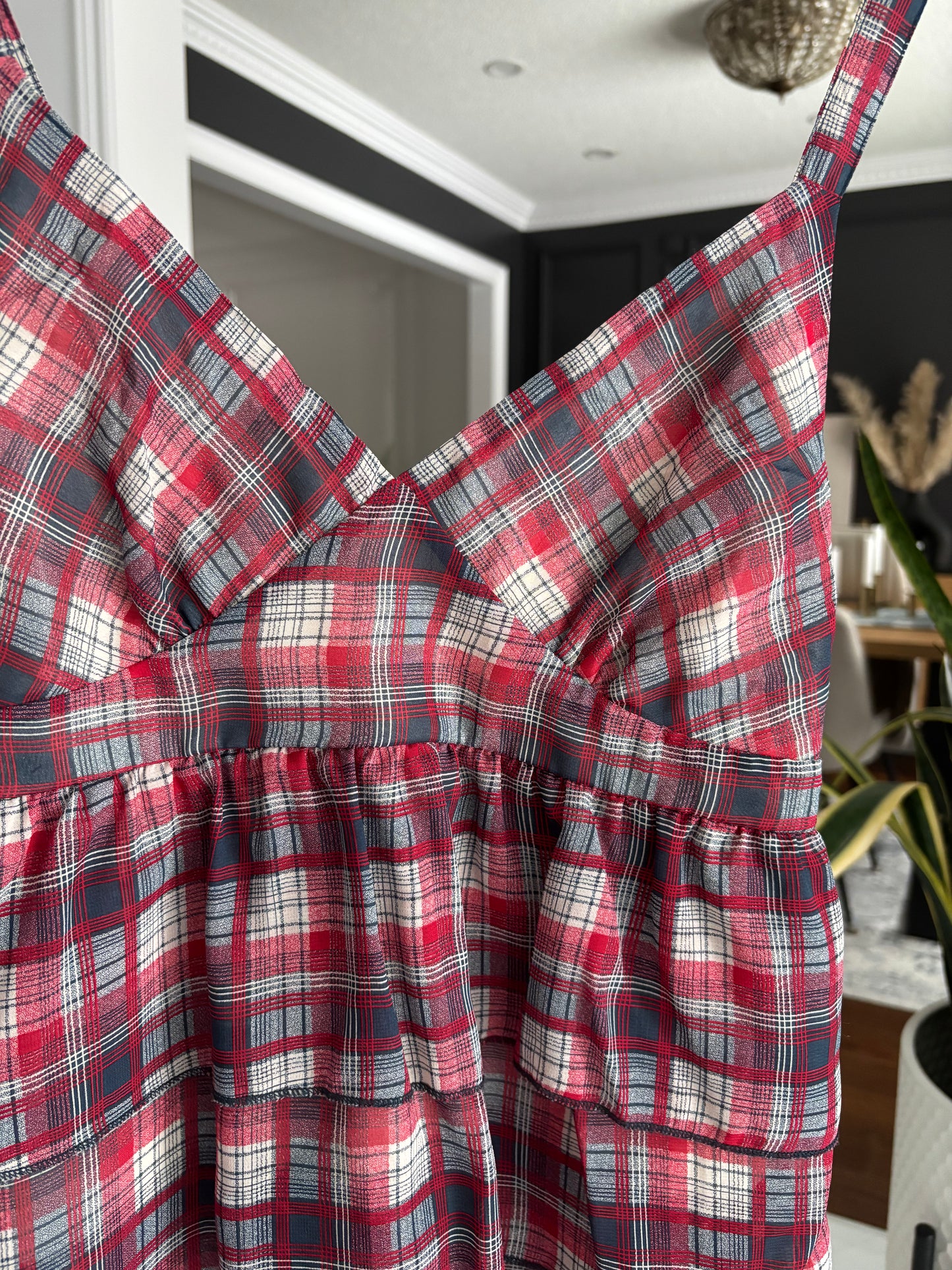Plaid Tiered Cami Tank Size M