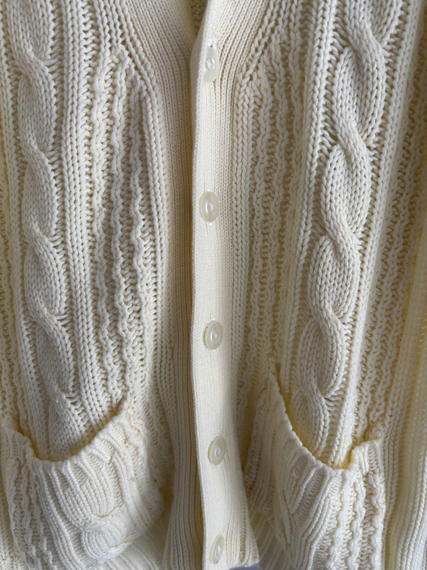 Vintage Cream Cable Knit Cardigan Size M