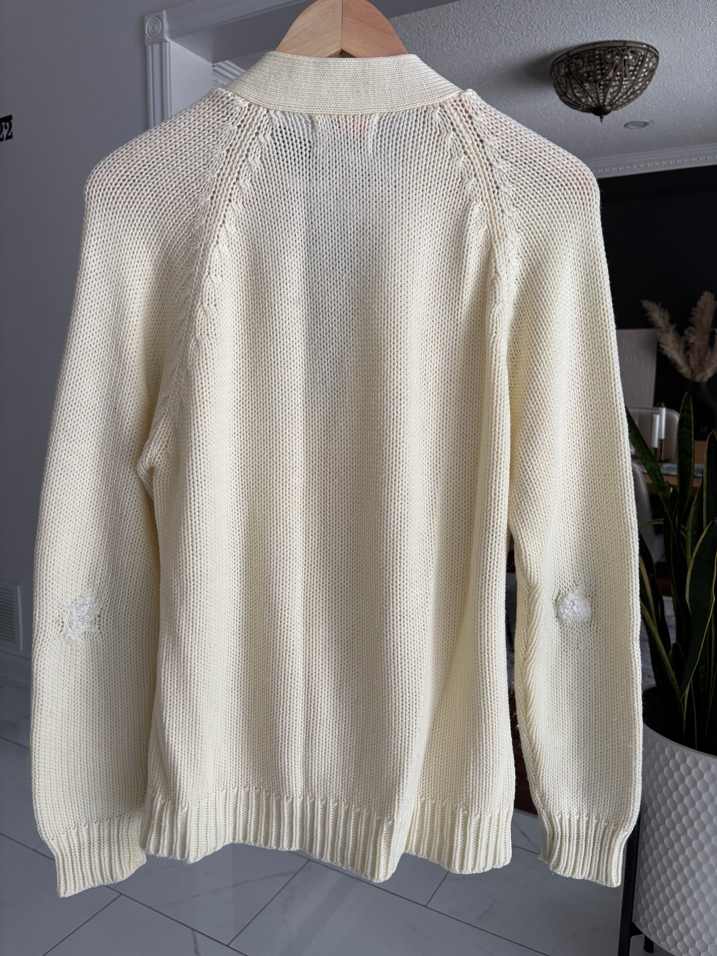 Vintage Cream Cable Knit Cardigan Size M