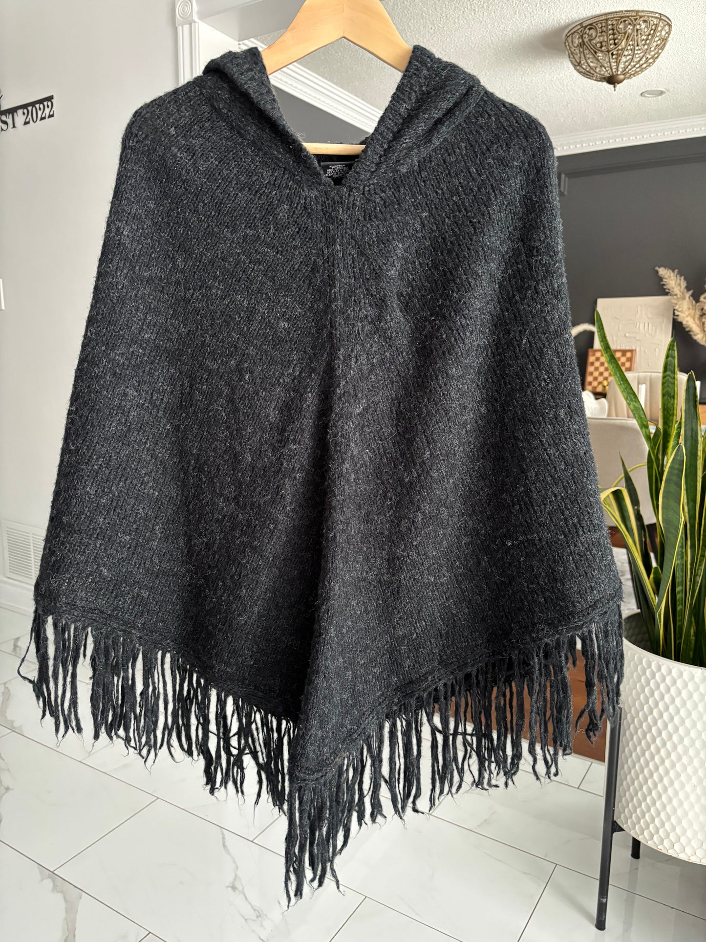 Hooded Knit Poncho Size OS