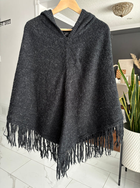 Hooded Knit Poncho Size OS