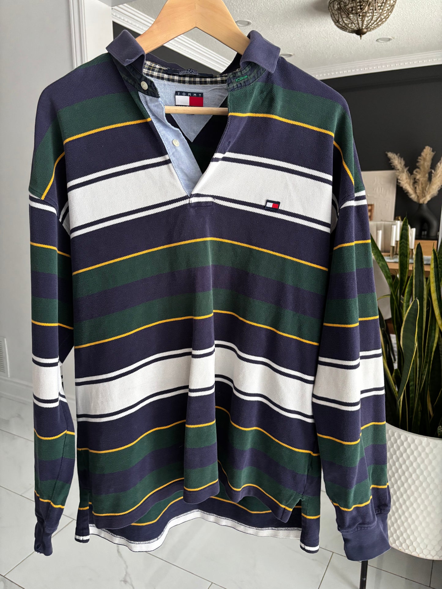 Tommy Striped Rugby Shirt Size L
