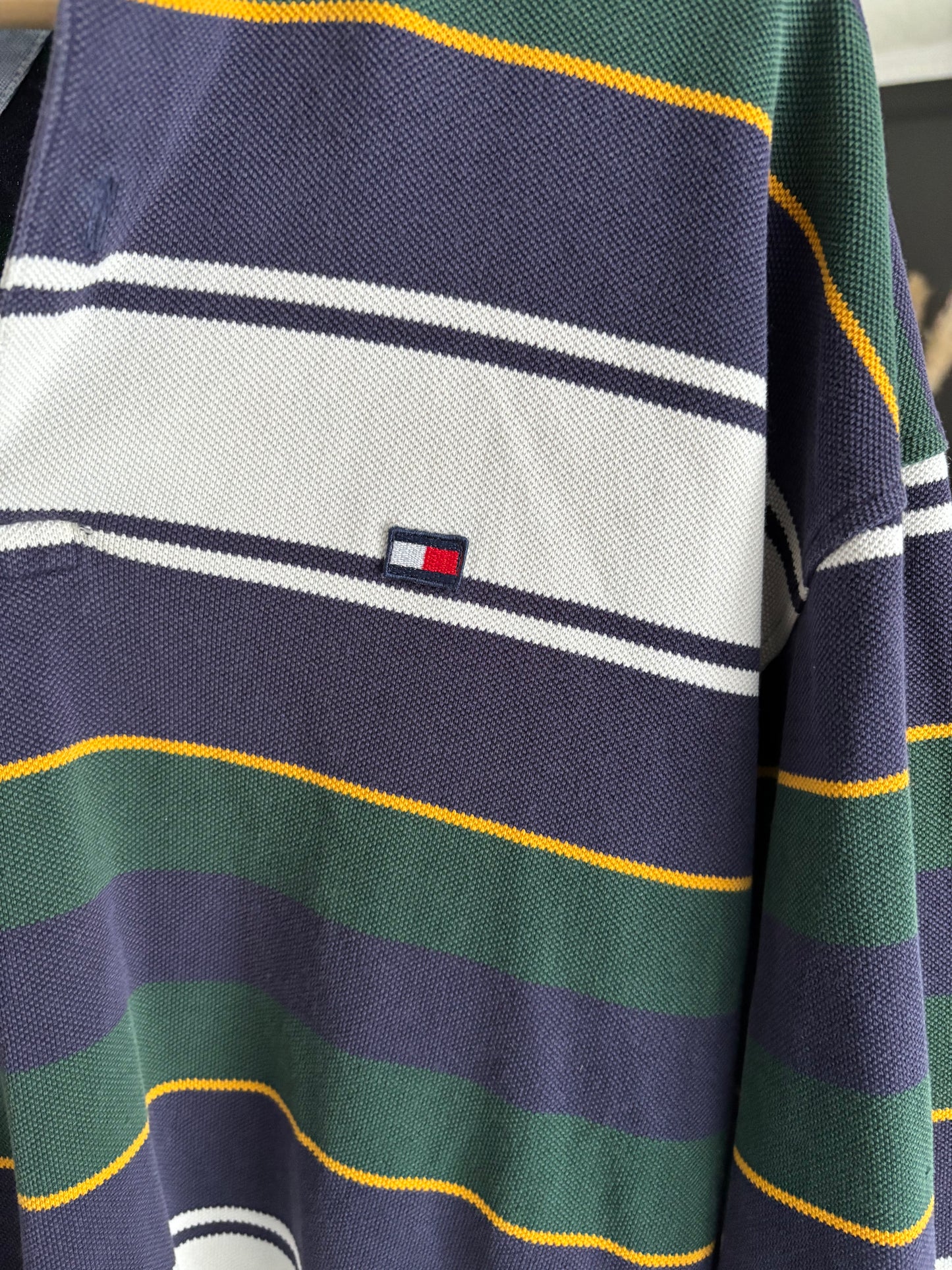 Tommy Striped Rugby Shirt Size L