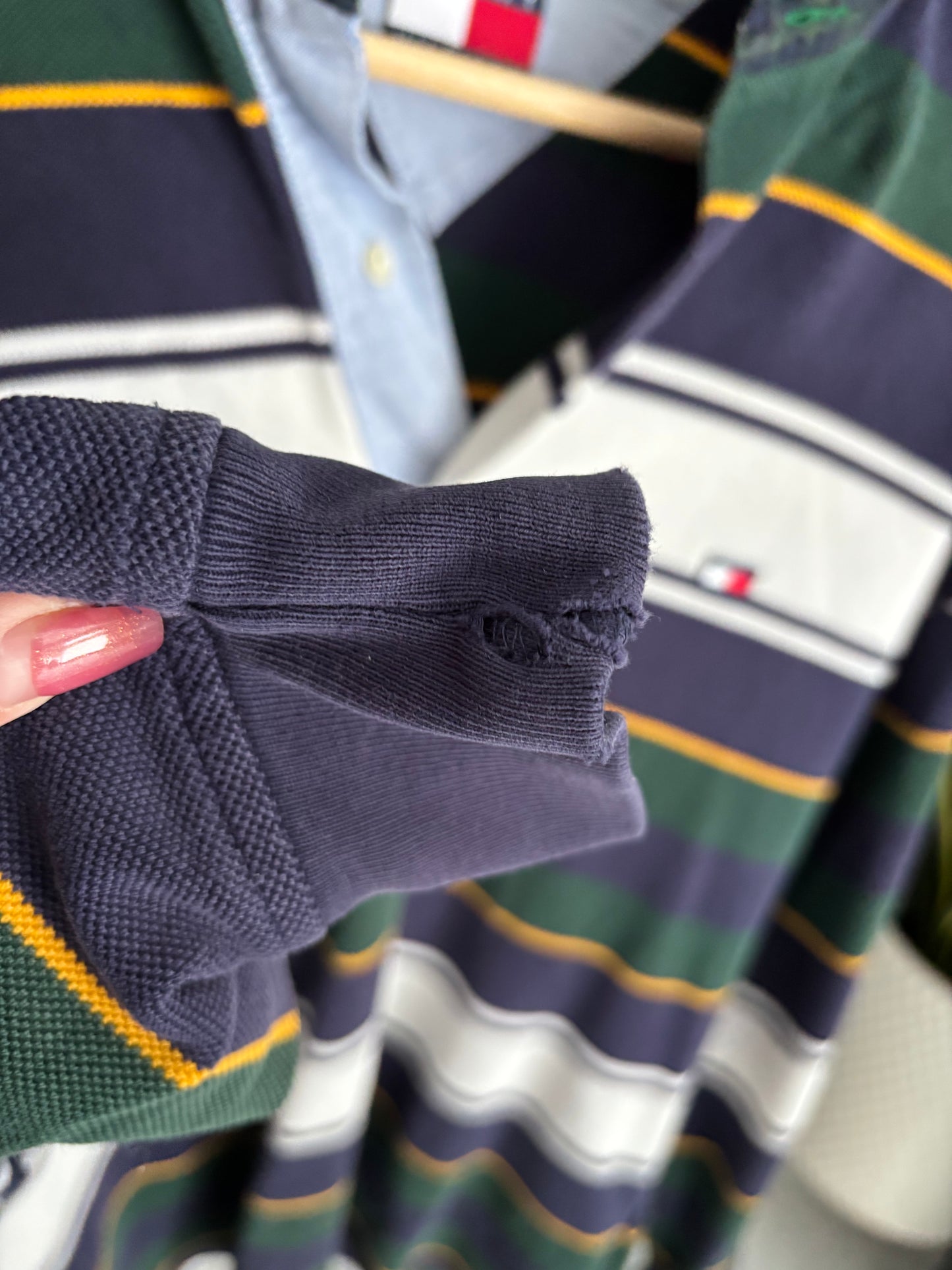 Tommy Striped Rugby Shirt Size L