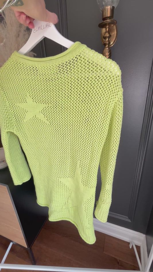 Canadian Made Green Star Knit Top Size S
