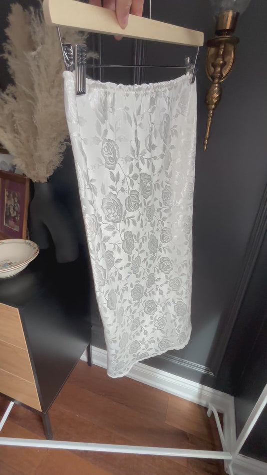 Canadian Made Vintage White Rose Lingerie Slip Skirt Size S