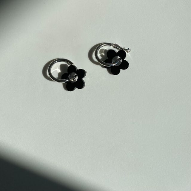 Drop Flower Hoop Earring