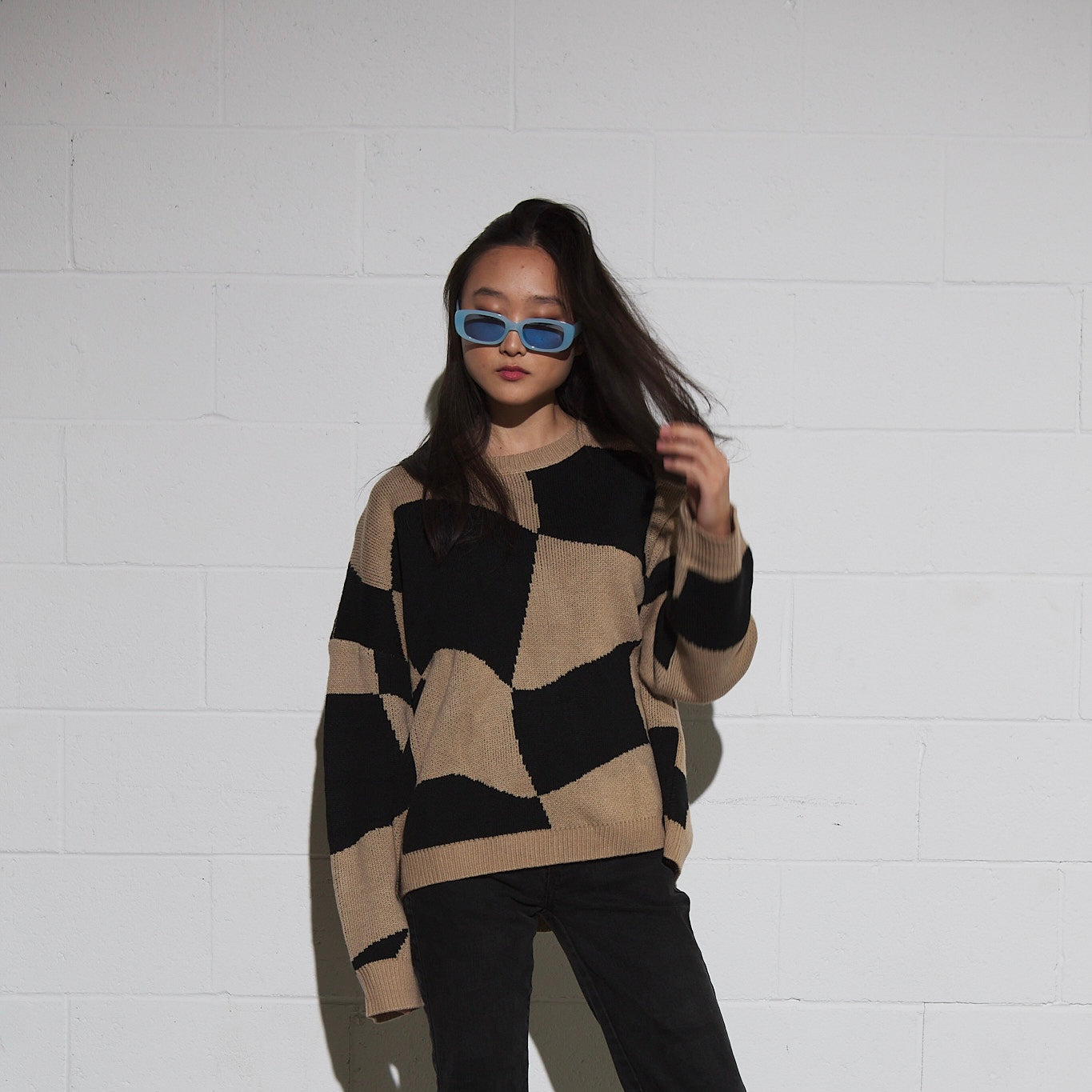 Abstract Checkered Sweater