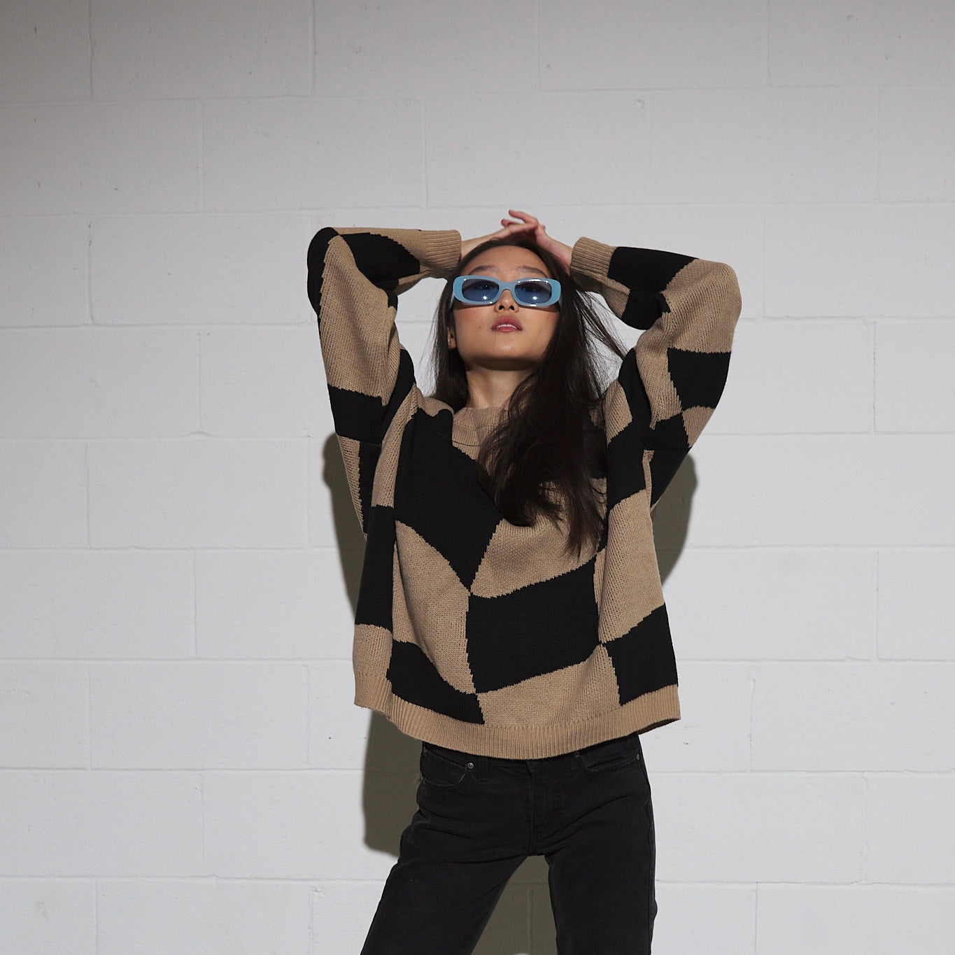 Abstract Checkered Sweater